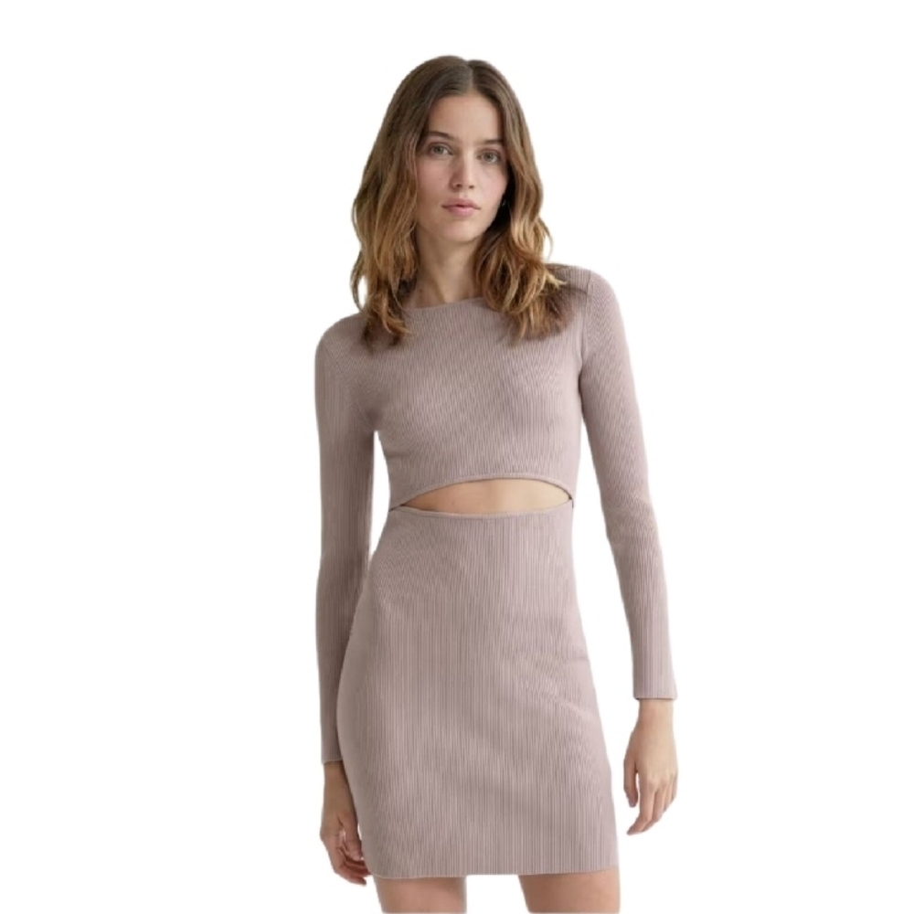 NWT WILFRED Cut-out Long Sleeve Knit Mini Dress - Size M Blush Pink